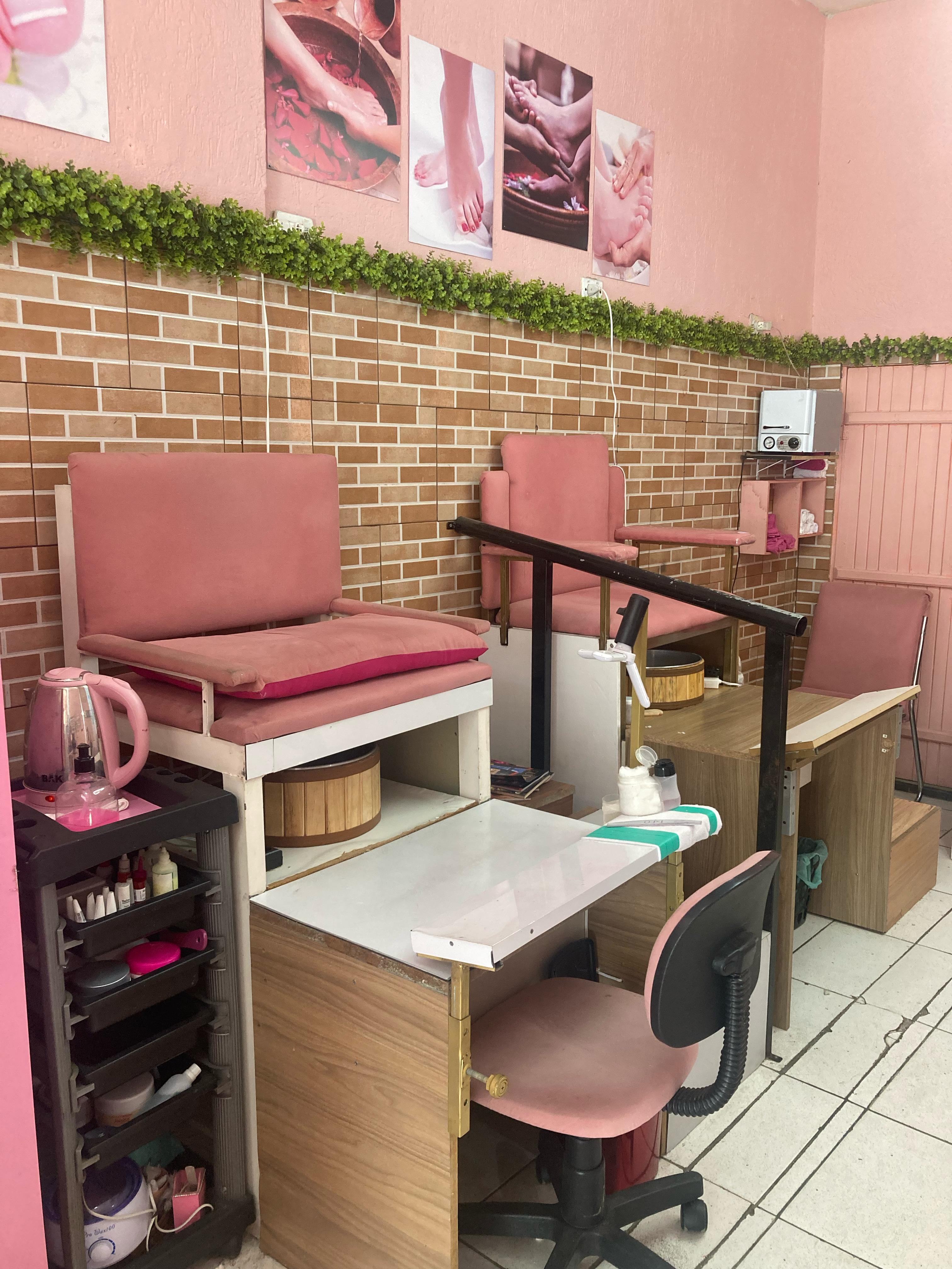 Espaço de pedicure relaxante